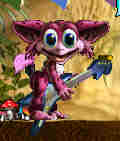 Frimlin's Pandora has fun with the guitar in my Albia.